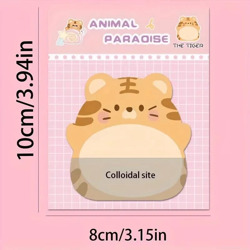 New 8 Packs Cartoon Small Animal Special-shaped Sticky Notes Office Simple Shape Creative Sticky Notes Cute Colorful Note Paper Peaceful Pleasures Health and Wellness