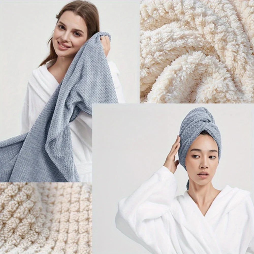 Microfiber Hair Towel Wrap – Anti-Frizz Fast Dry Turban
