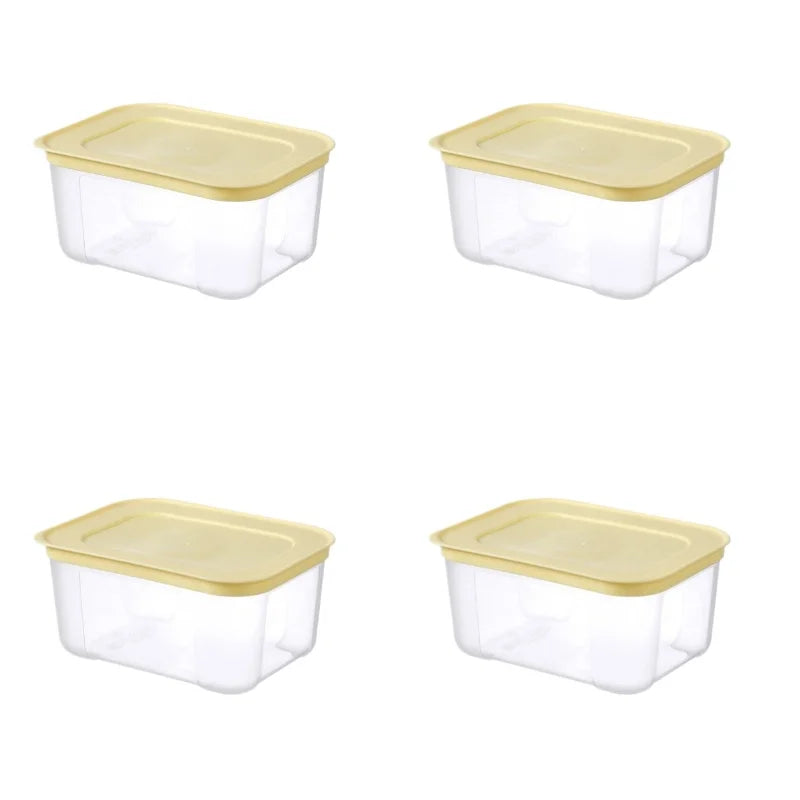 1pc-4pcs Reusable Transparent Fridge Storage Box for Fruits Vegetables Meat Eggs Kitchen Container kitchen storage container Peaceful Pleasures Health and Wellness 4pcs yellow