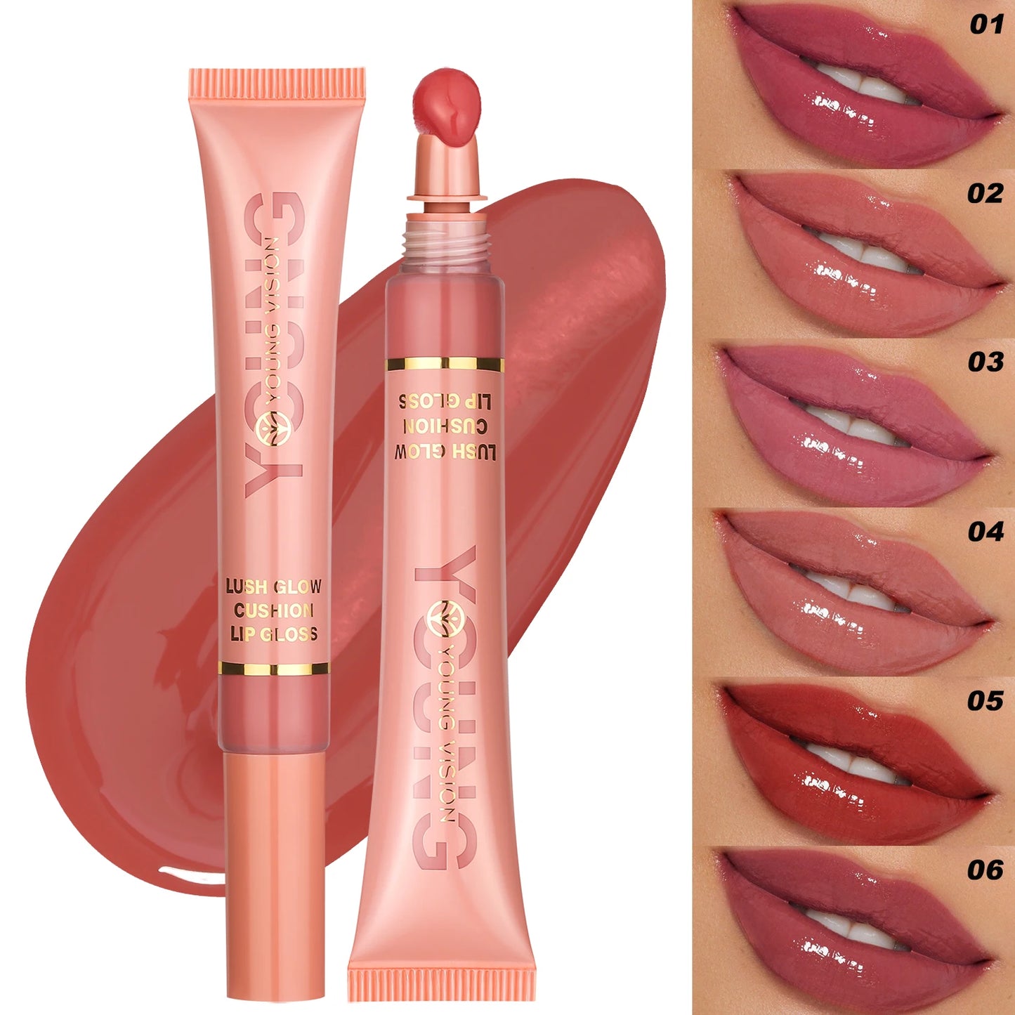 Lush Glow Cushion Lip Gloss – 6 Colors | Moisturizing Lip Glaze