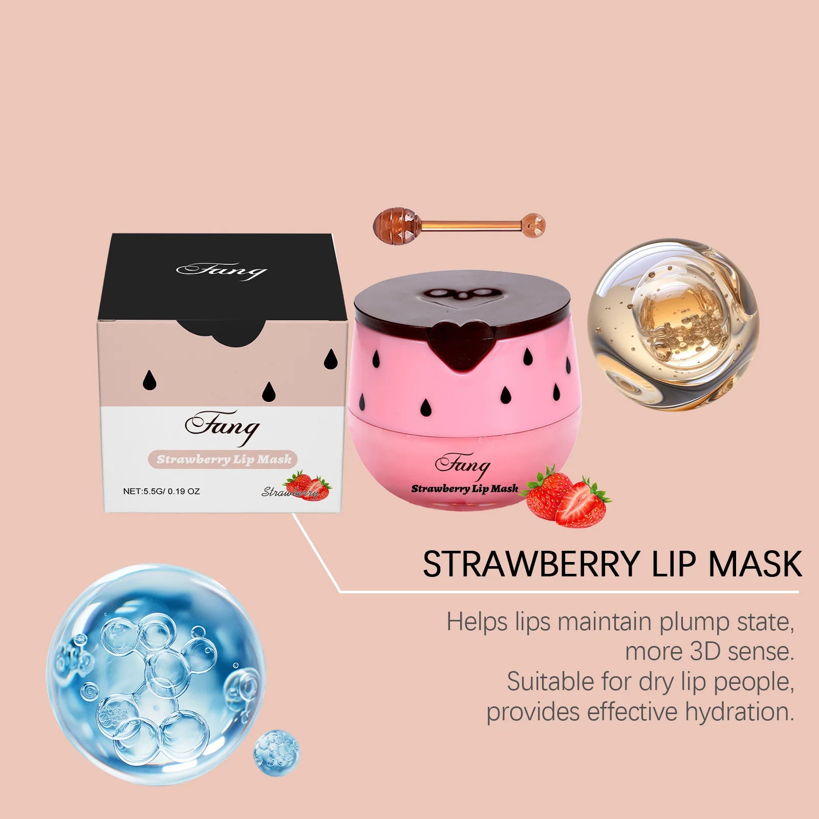 Lip Sleep Mask Night Sleep Moisturizing Lip Gloss Bleach Cream Exfoliating Fade Lip Lines Strawberry Honey Nourishing Lip Care Peaceful Pleasures Health and Wellness