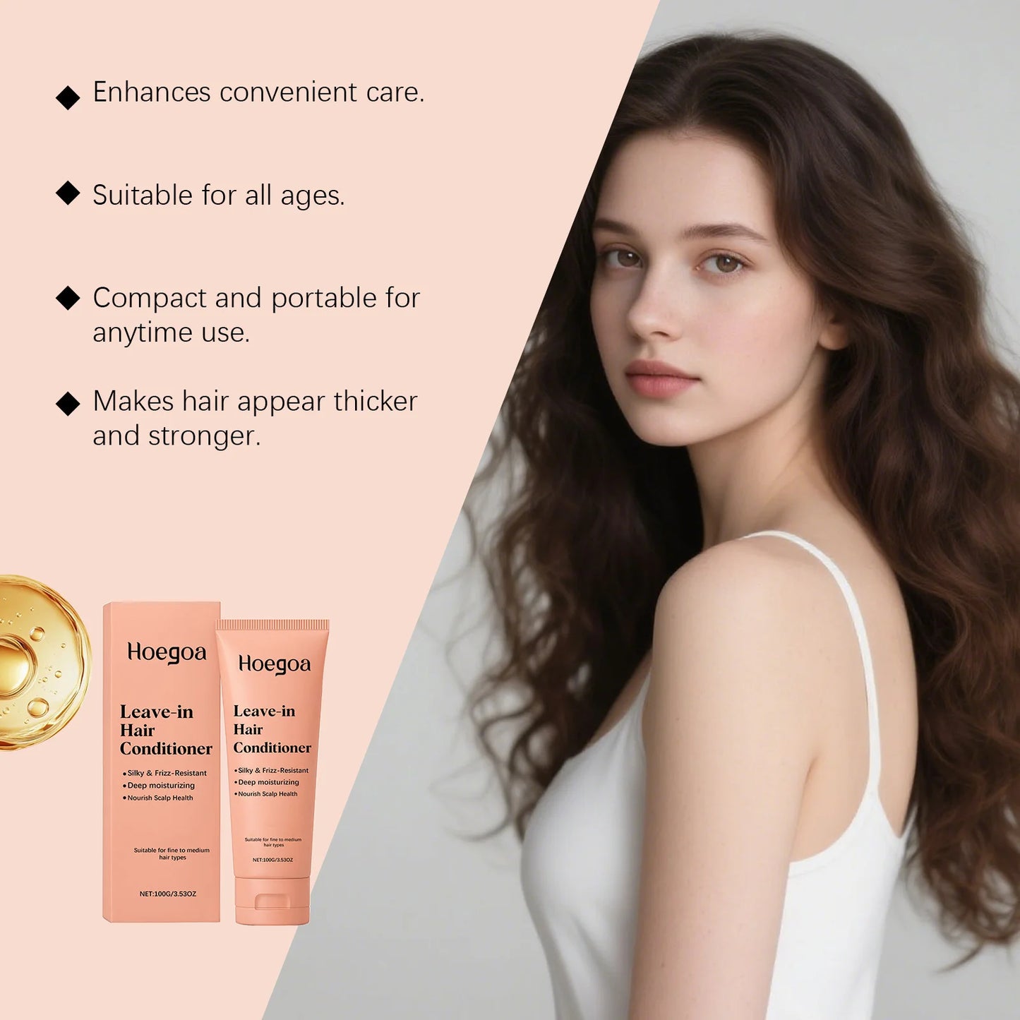 HOEGOA Leave-In Conditioner | Anti-Frizz, Repair & Smooth 100g