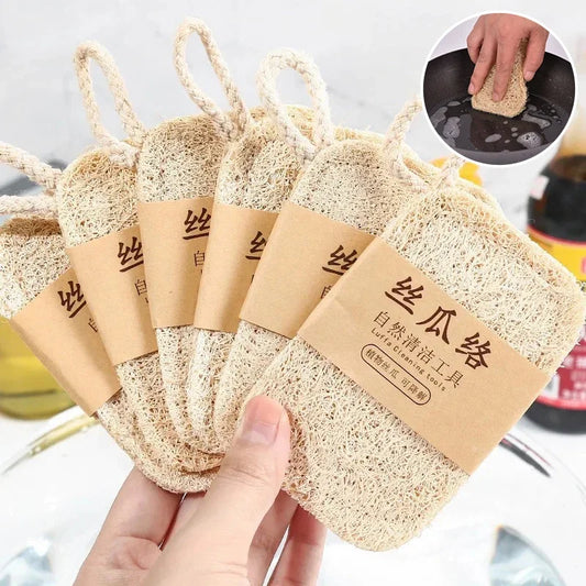 10PCS Loofah Dish Towel Does Not Hurt The Pan Sponge, Oil Stain Removing Cloth, Silk Gourd Pulp Pan Brush Peaceful Pleasures Health and Wellness