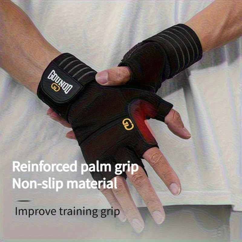 Wrist Support Workout Gloves, Anti-Slip Breathable Half Finger for Weightlifting, Gym, Pull-Ups, Dumbbell, Cycling, Climbing Peaceful Pleasures Health and Wellness