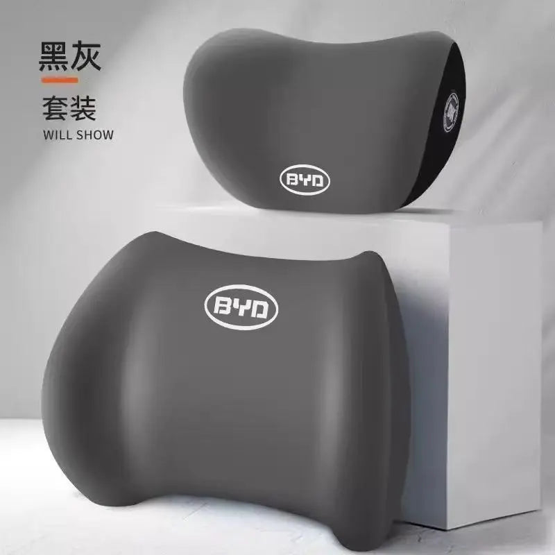 Memory Foam Car Seat Lumbar Support & Headrest Neck Pillow Car Seat Support Pillow Peaceful Pleasures Health and Wellness GRAY