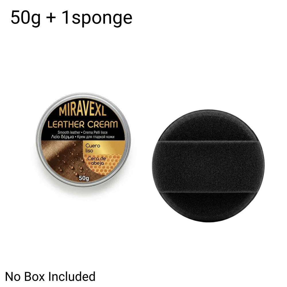MIRAVEXL Leather Cream Conditioner 100g with Sponge Applicator Auto Car Seat Sofa Restorer Beeswax Polish Leather Care Balm Peaceful Pleasures Health and Wellness 50g