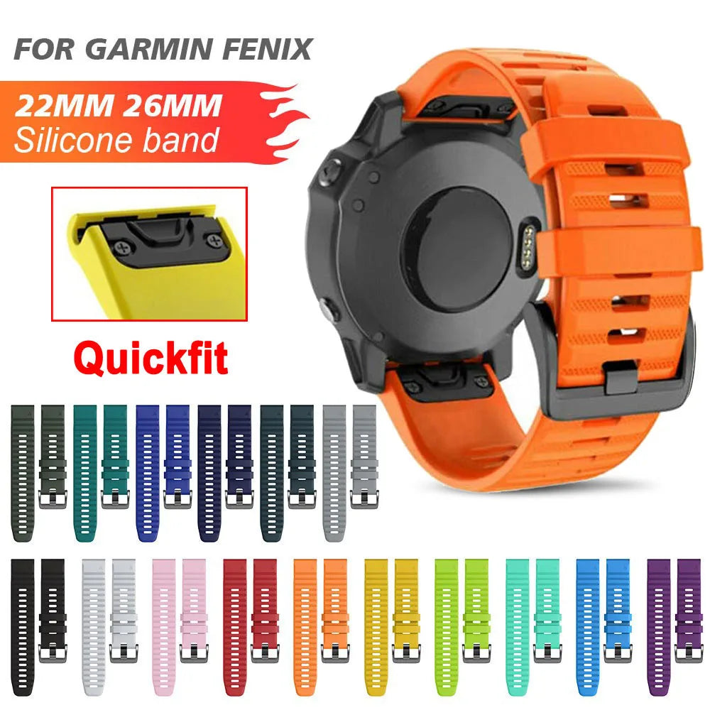 Silicone QuickFit Watch Band for Garmin Fenix 8 7X 6X – 22/26mm Peaceful Pleasures Health and Wellness