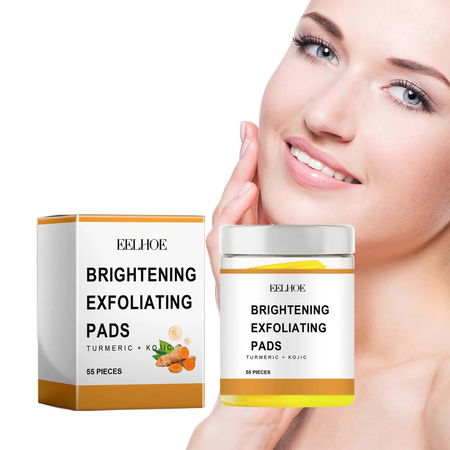 EELHOE Turmeric Kojic Acid Exfoliating Facial Pads 55Pcs