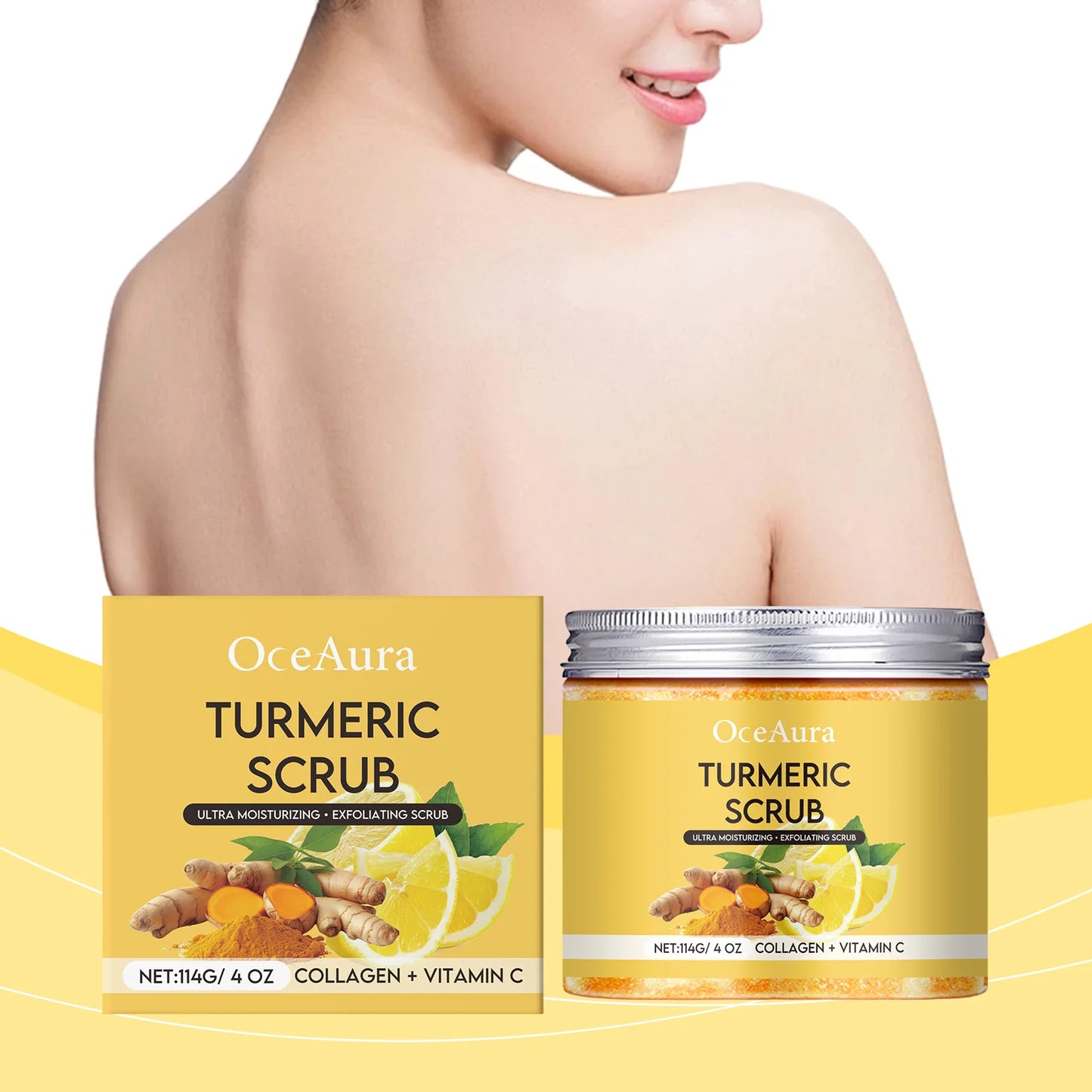 OceAura Turmeric Lemon Exfoliating Body Scrub 114g