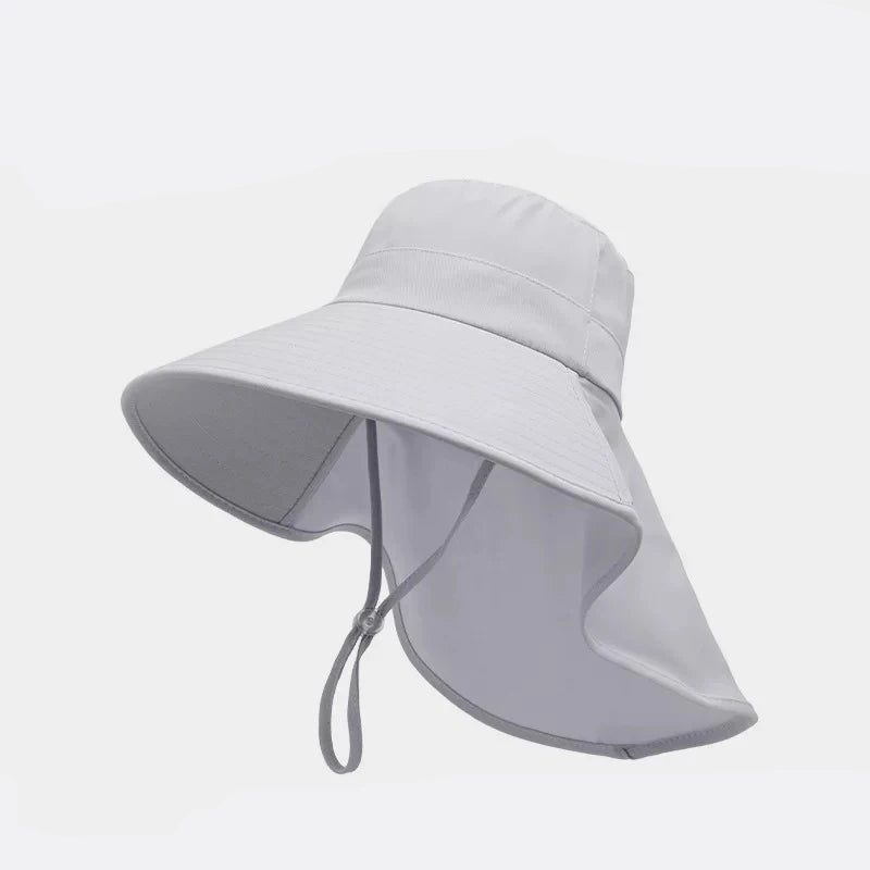 A Large Shawl Sun Hat Covering The Face Windproof and UV-resistant A Versatile Cycling Sun Hat A Fisherman's Hat for Women Peaceful Pleasures Health and Wellness light grey