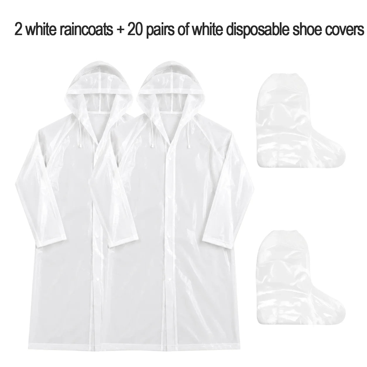 Waterproof Adult Poncho & 10 Disposable Shoe Covers Rain Set