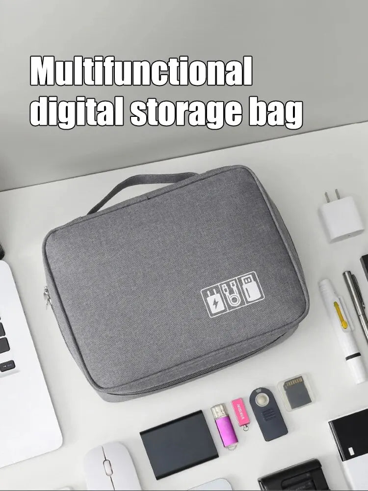 Multifunctional Digital Bag Data Cable Headphones Hard Drive Power Supply Digital Handbag Electronic Accessory Storage Bag Peaceful Pleasures Health and Wellness