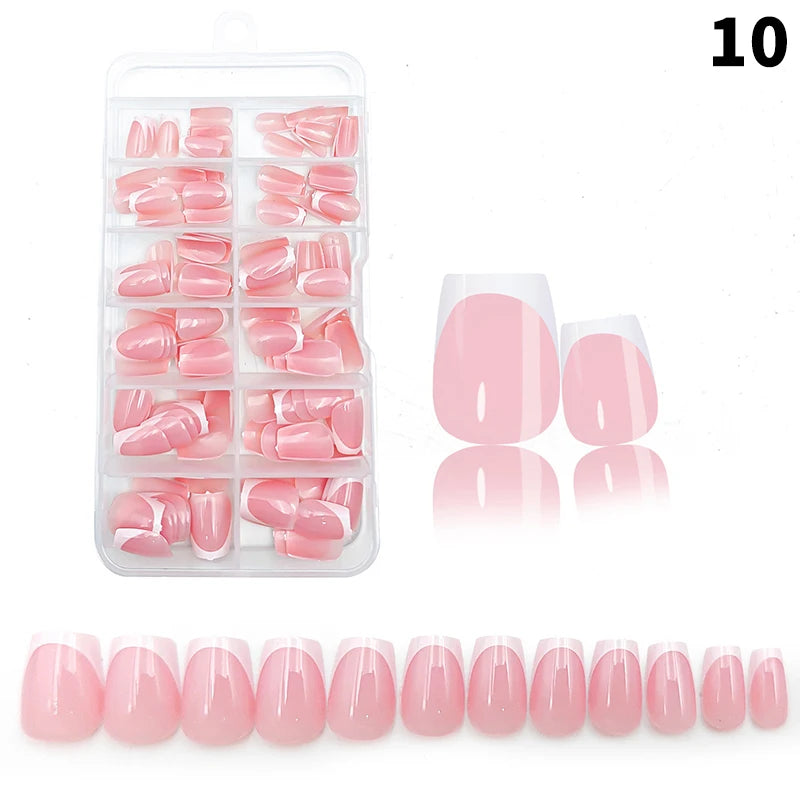 120pcs/box Nude Pink Matte French Press On Nails 12sizes Extra Long Square Full Cover Soft Gel False Nail Tips Nail Extension Peaceful Pleasures Health and Wellness FS DBL