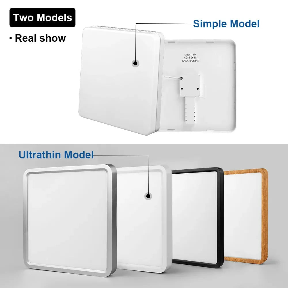 RUNTOIN Square LED Panel Ceiling Light | Ultra-Thin Flush Mount