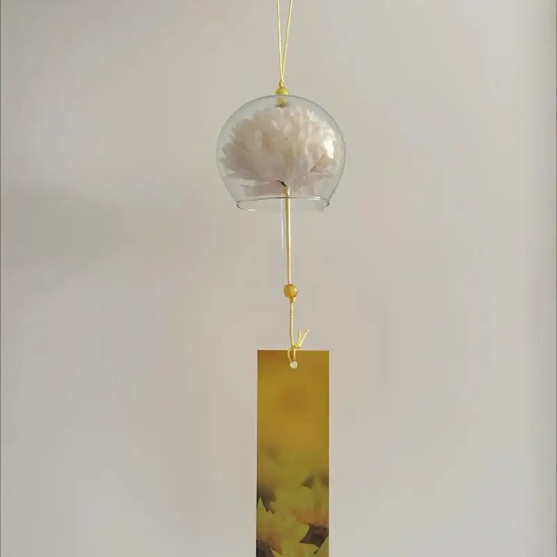 Japanese Glass Wind Chime with Artificial Flower | Home Decor Glass Wind Chime Peaceful Pleasures Health and Wellness M