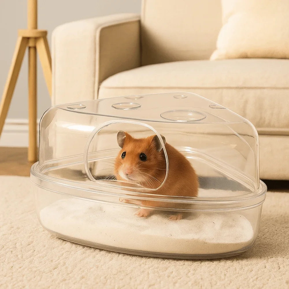 Cheese-Shape Hamster Sand Bath Box – Escape-Proof & Anti-Spill