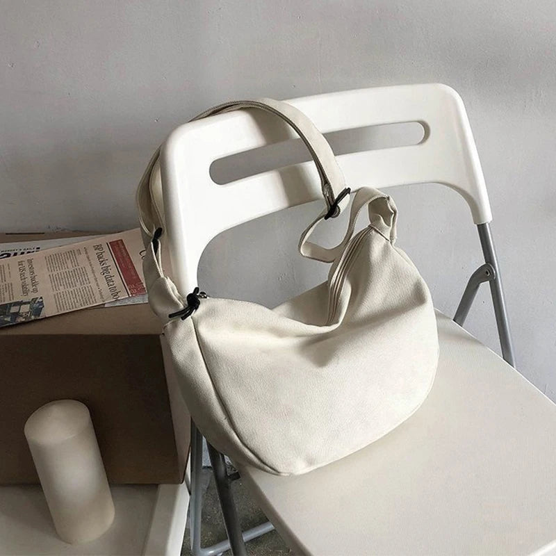 Large Canvas Crossbody Bag – Unisex Hip-Hop Street Style