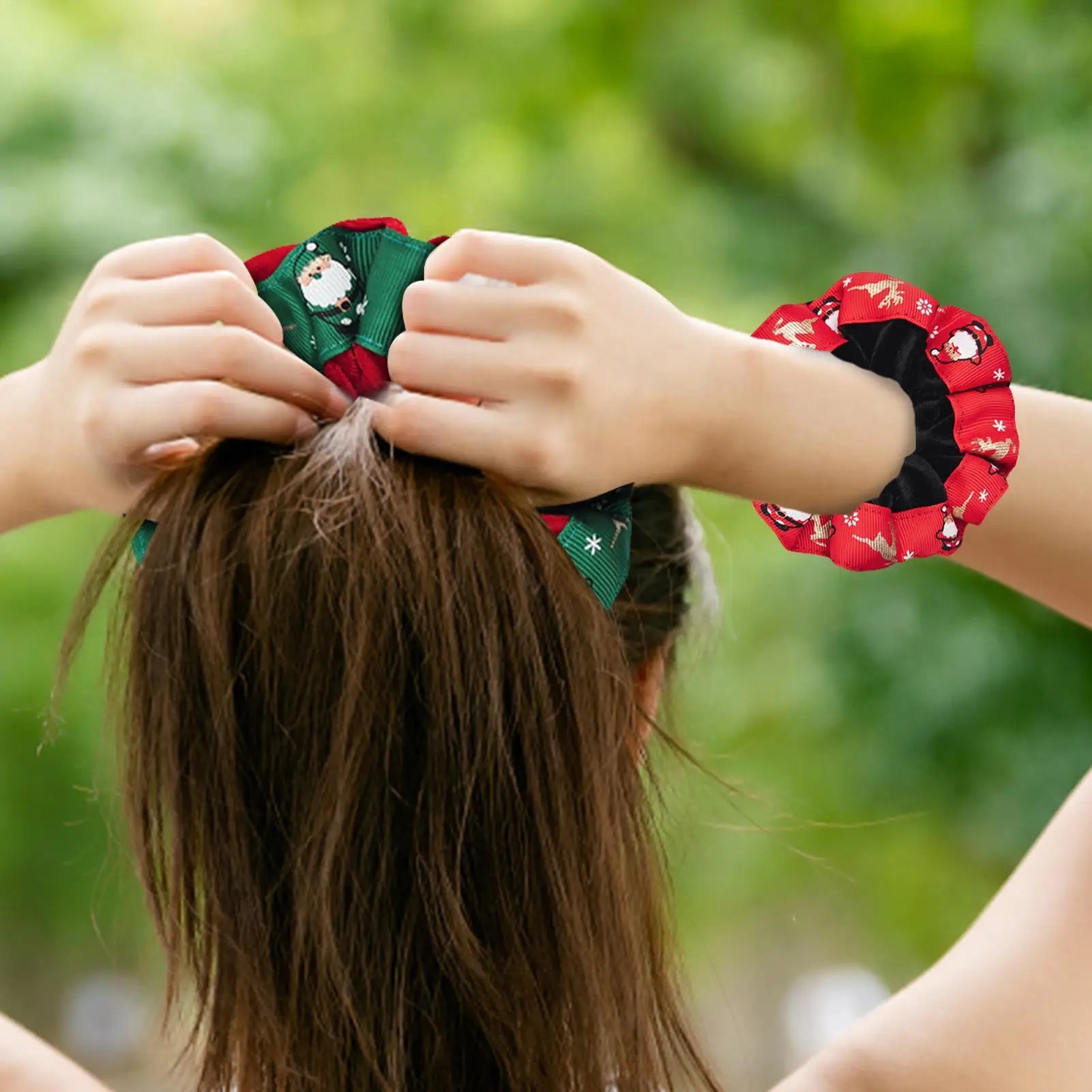 Hair Ties Scrunchies 4-Pieces Skin-Friendly Christmas-theme Hairband Hair Ties Ropes Scrunchies For Traveling Holiday Home Spa Peaceful Pleasures Health and Wellness