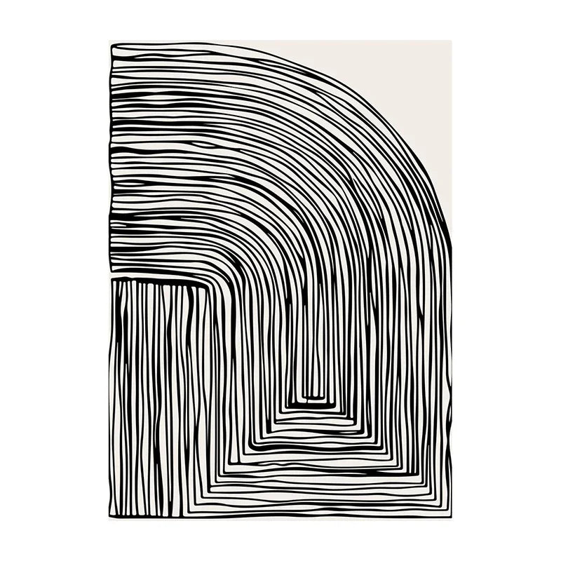 Retro Geometric Abstract Canvas Wall Art | Minimal Line Print