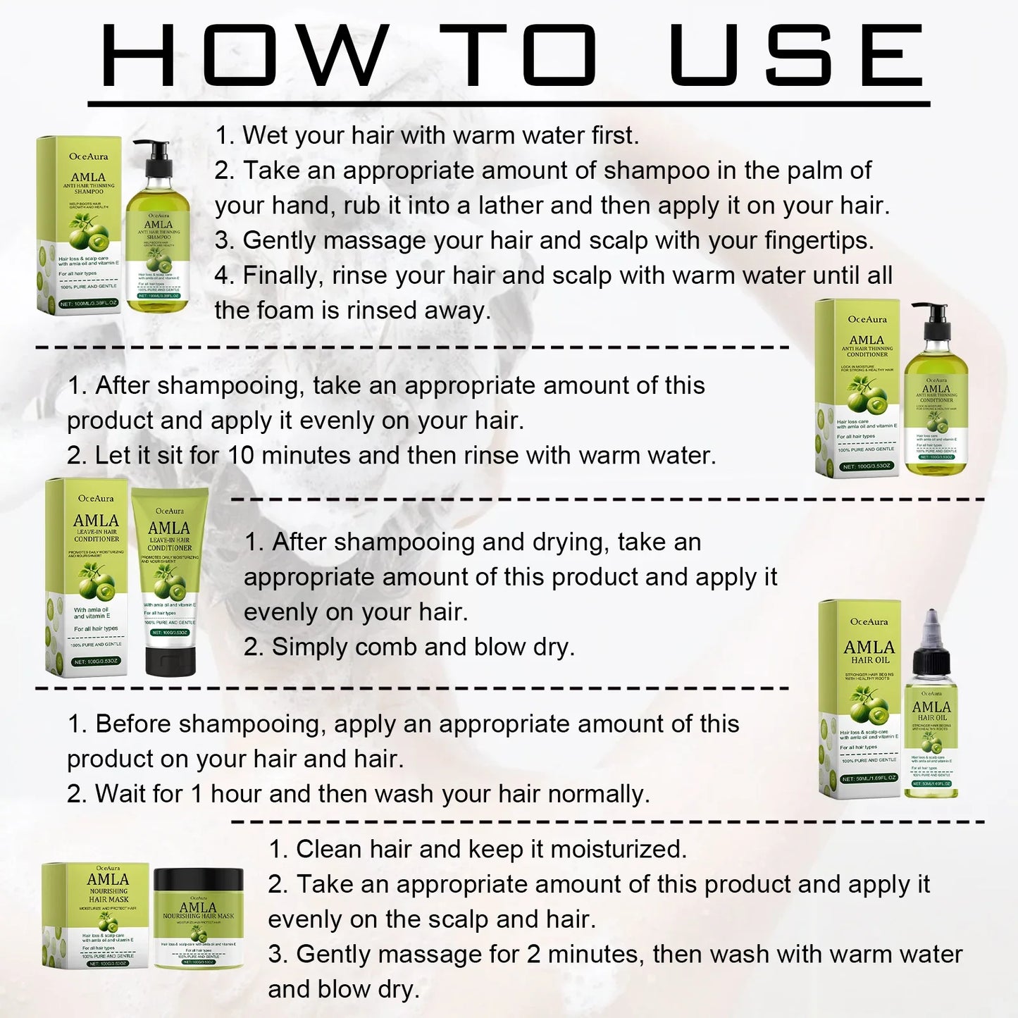 OceAura Castor Oil Hair Care Set – Shampoo, Mask & Serum