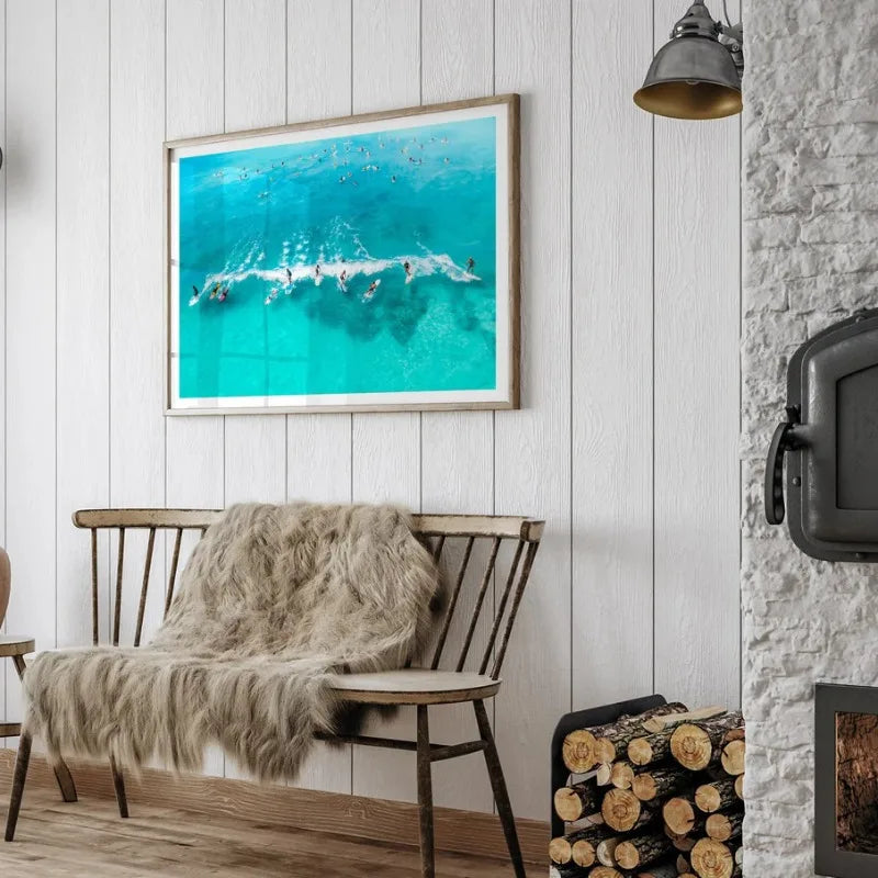 Ocean Beach Surfers Canvas Wall Art | Coastal Home Decor Print Canvas Wall Art Peaceful Pleasures Health and Wellness