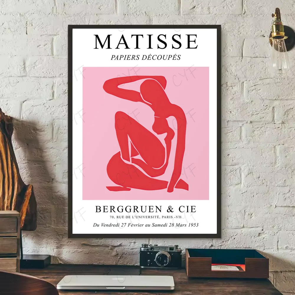 Abstract Pink Matisse Floral Art Poster | Waterproof Wall Décor Art Wall Poster Peaceful Pleasures Health and Wellness z10 40X50cmNoframe