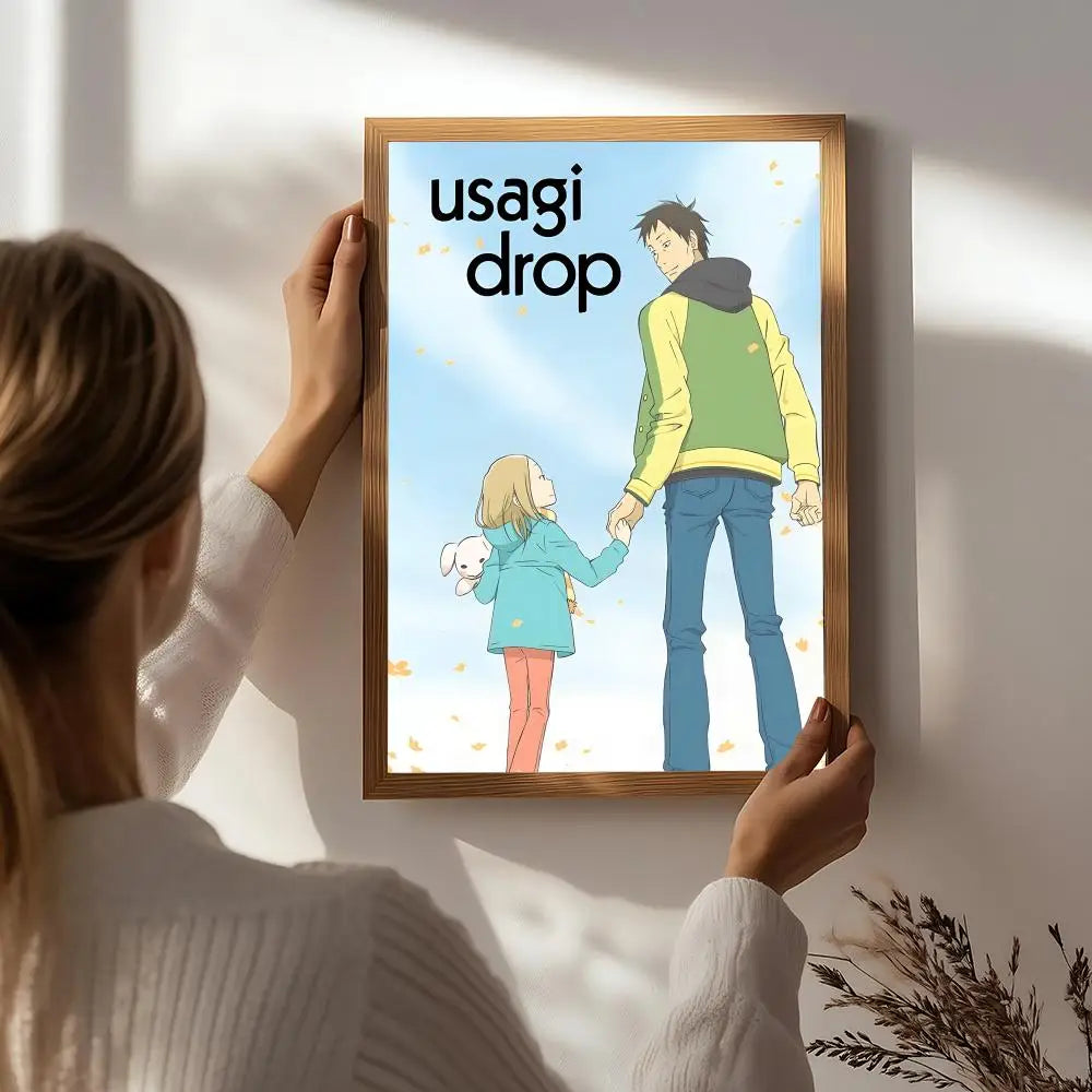 Anime U-Usagi Drop Poster HD Self Adhesive Waterproof Wall Art Ideal for Home Office Dorm Bedroom Great Gift Peaceful Pleasures Health and Wellness White4 40X50cmNoframe