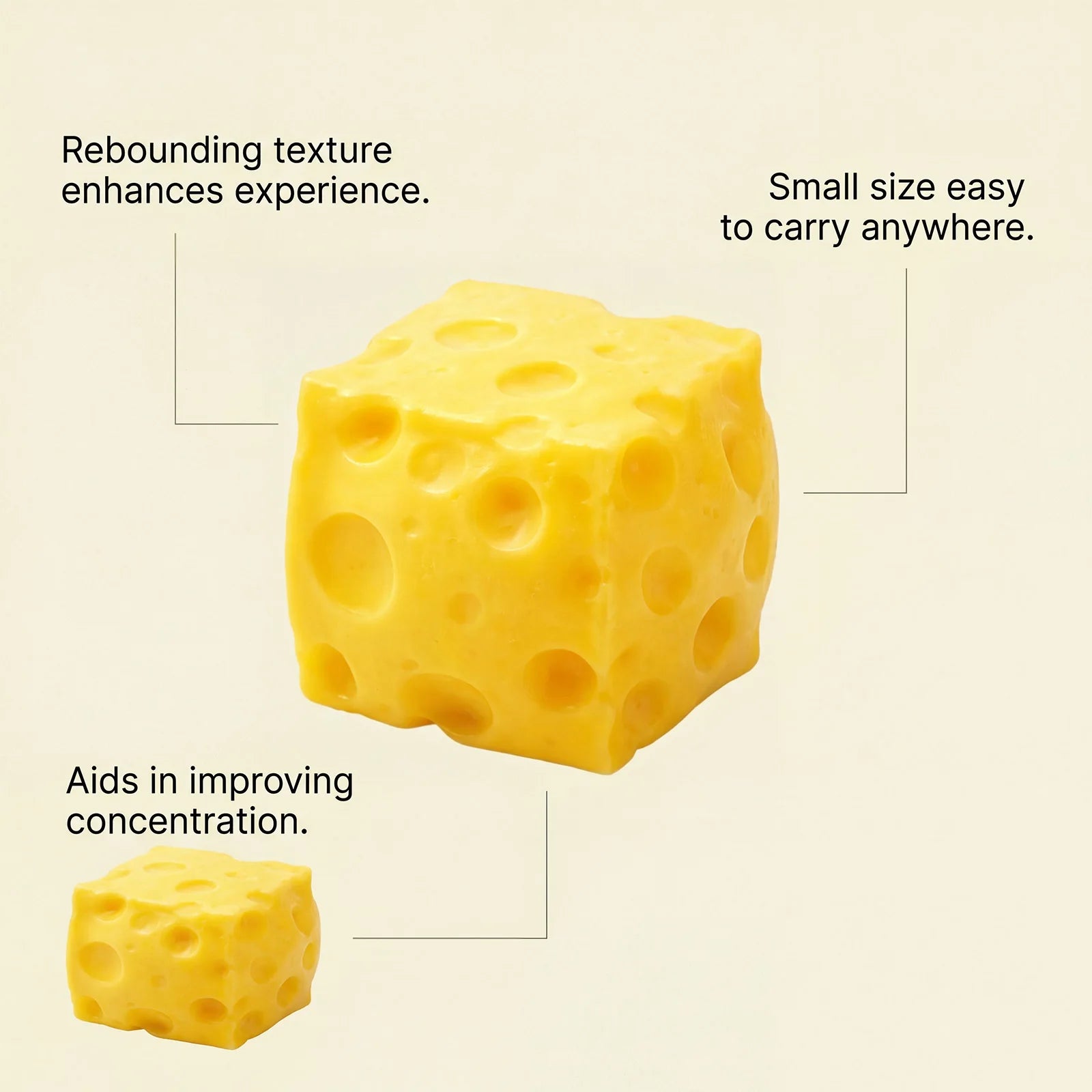 Squishy Cheese Squeeze Toy Relieve Anxiety Stress Ball Simulated Food Adult Kid Friendly Soften Shapeable Fingertip Sensory Toys Peaceful Pleasures Health and Wellness