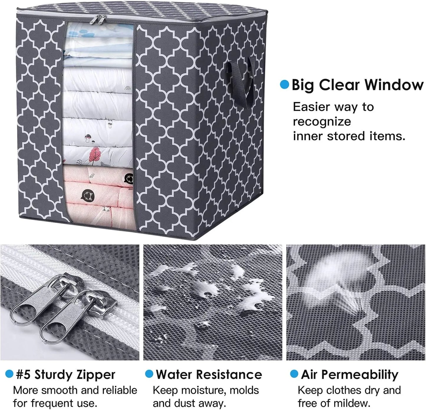 100L Storage Bags 3-Pack – Clear Window, Sturdy Zippers & Reinforced Handle Storage Bag Peaceful Pleasures Health and Wellness