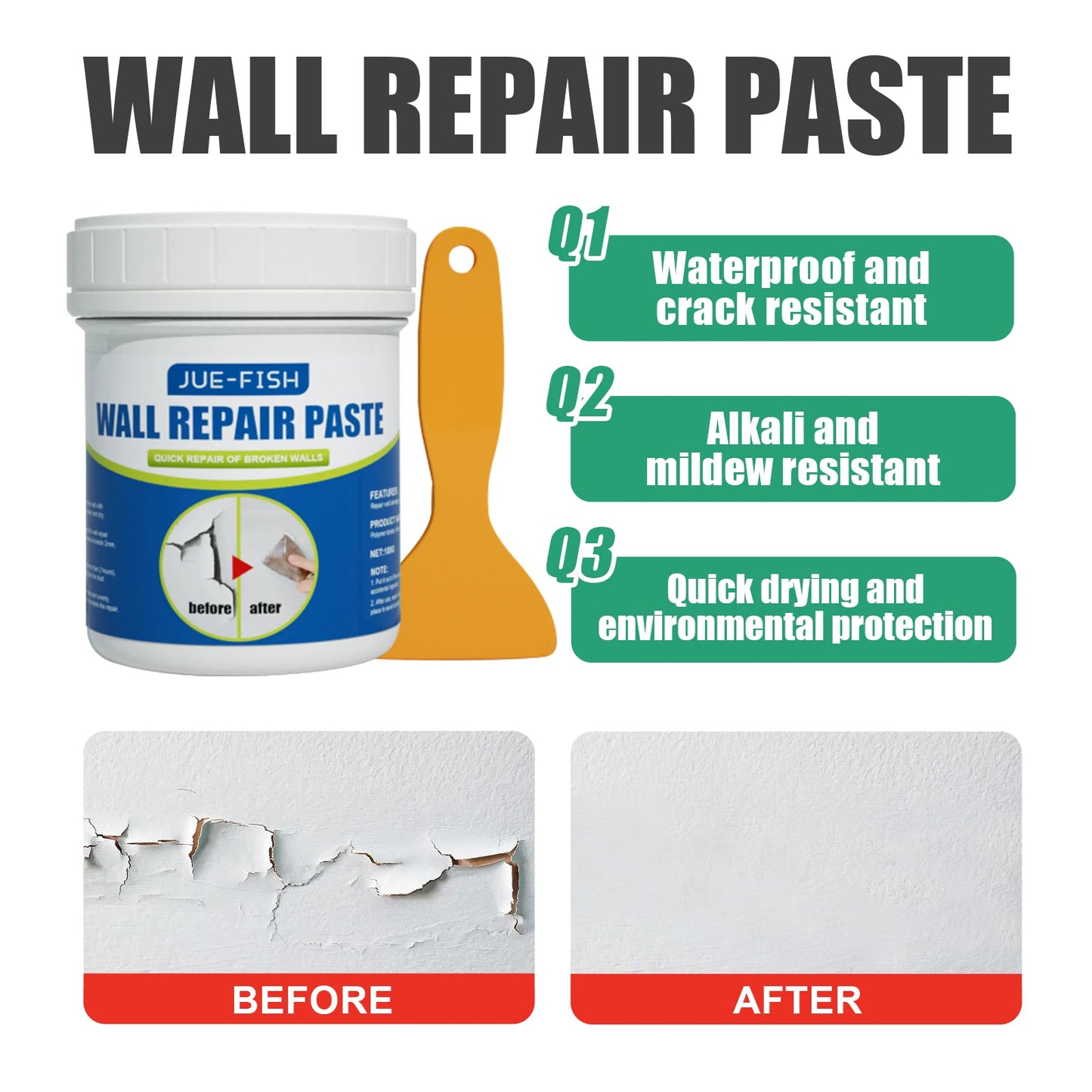All-Purpose Wall Repair Paste | Quick-Dry Spackling Plaster