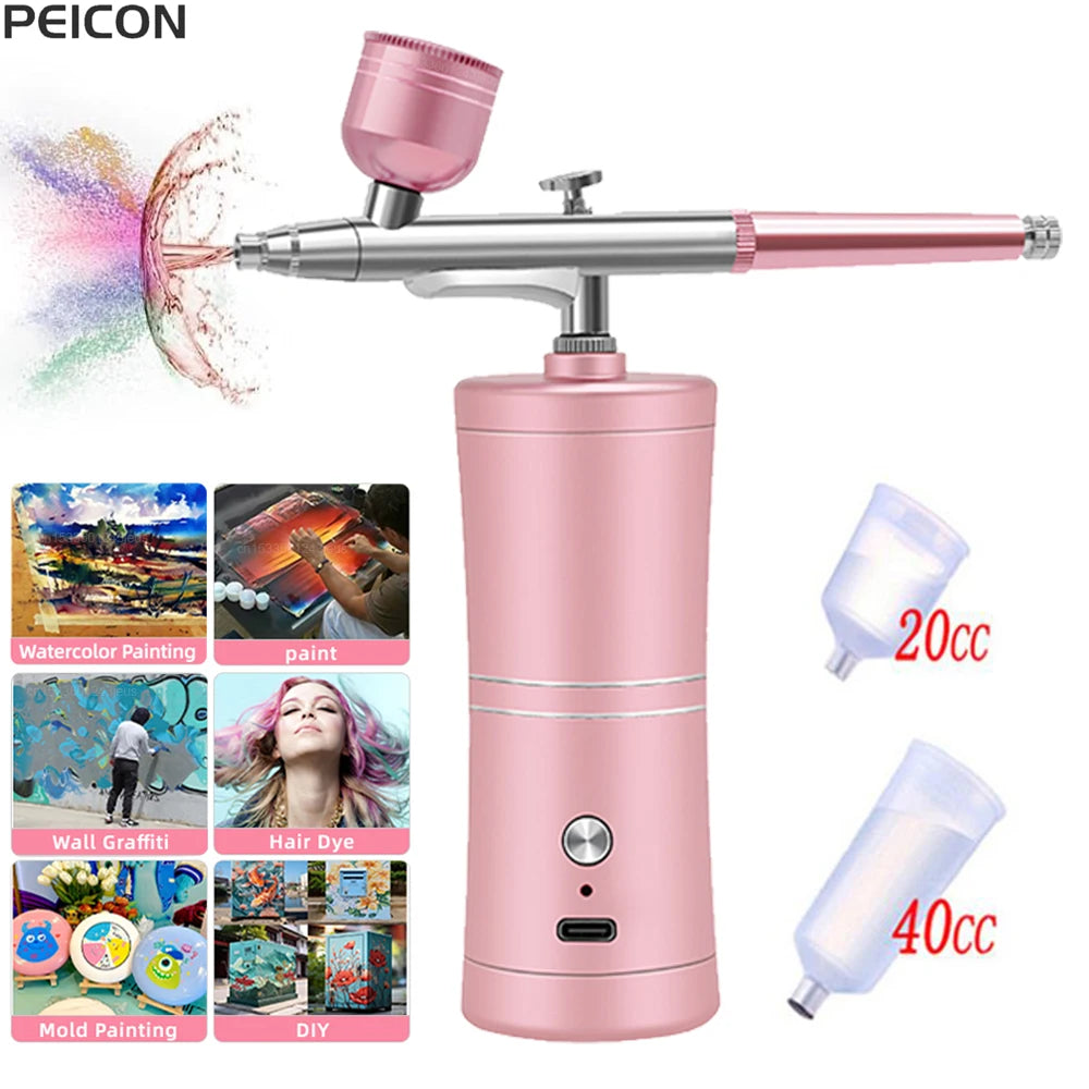 Airbrush with Compressor Mini Spray Gun for Painting Wireless Portable Airbrush Painting Paint Gun Airbrush Kit with Compressor Peaceful Pleasures Health and Wellness