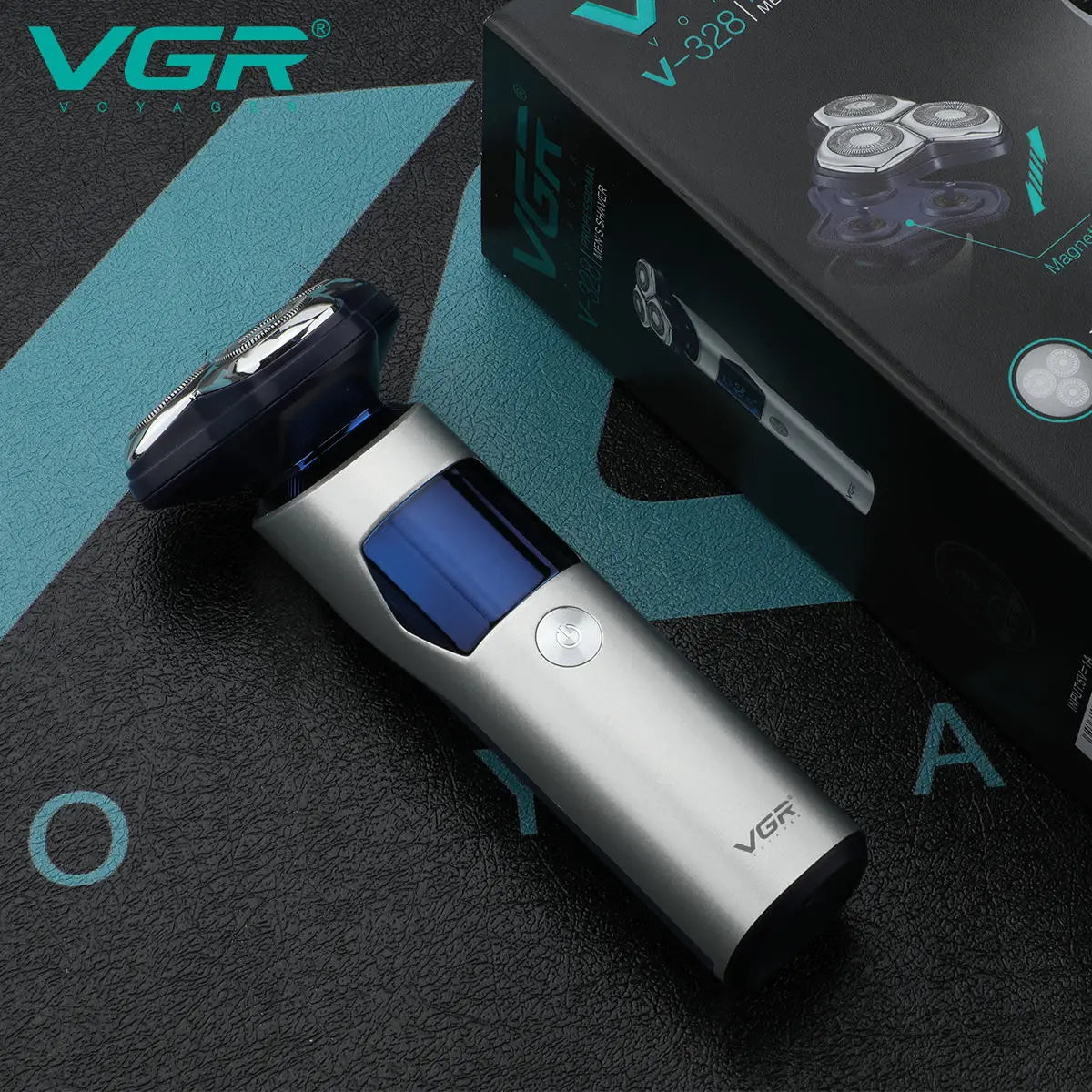 VGR 328 Men's Professional Shaver Metal Floating Three Blade Household Shaver LED Intelligent Digital Hair Trimming Machine Peaceful Pleasures Health and Wellness