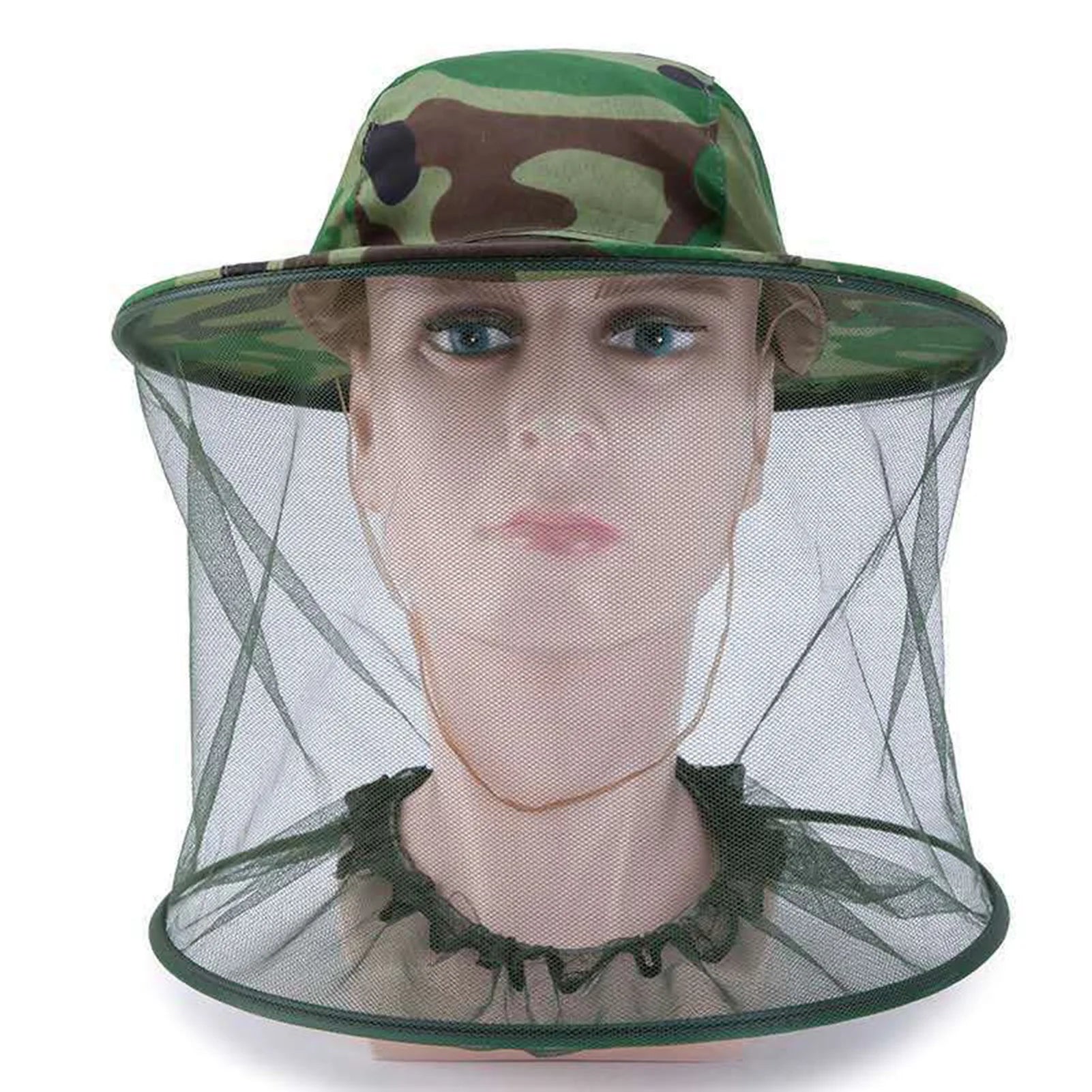 Mosquitoes and Outdoor Insects Caps Net Hat Cover with Adjustable Drawstring for Fishing Hiking Gardening Peaceful Pleasures Health and Wellness green