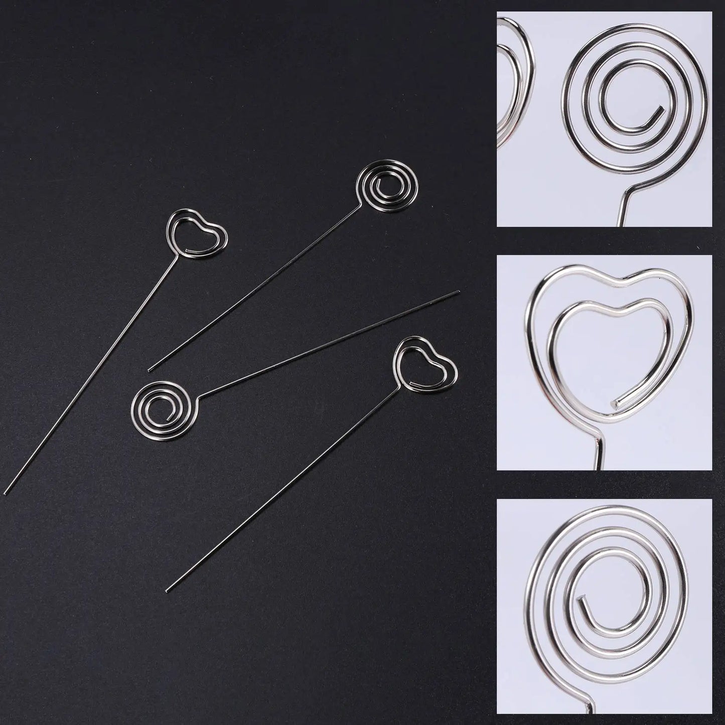 Y51A-60 Pieces Metal Wires Memo Clip Note Card Holders Table Number Clip Photo Stand For Wedding Party Cake Decor, Round And Hea Peaceful Pleasures Health and Wellness