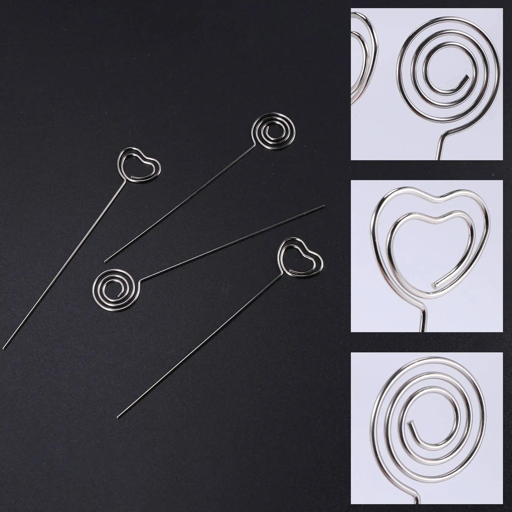 Y51A-60 Pieces Metal Wires Memo Clip Note Card Holders Table Number Clip Photo Stand For Wedding Party Cake Decor, Round And Hea Peaceful Pleasures Health and Wellness