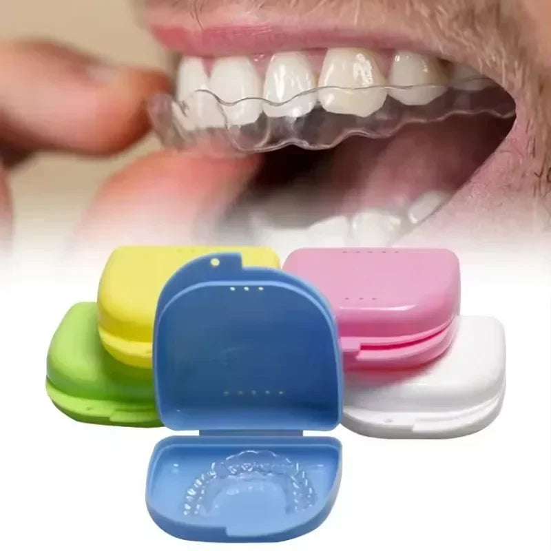 Retainer Case Mouth Guard Case Orthodontic Denture Storage Container Carabiner Hook Air Vent Holes Dental Teeth Retainer Box Peaceful Pleasures Health and Wellness