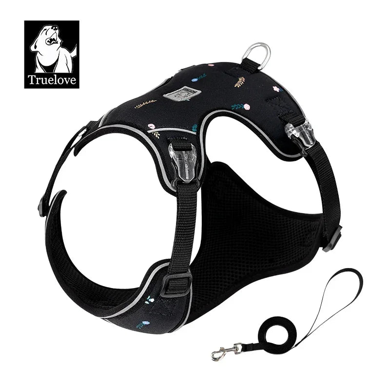Truelove Lightweight Mesh Dog Harness & Leash Set TLH2918 Dog Harnesses Peaceful Pleasures Health and Wellness Black XXS China Mainland