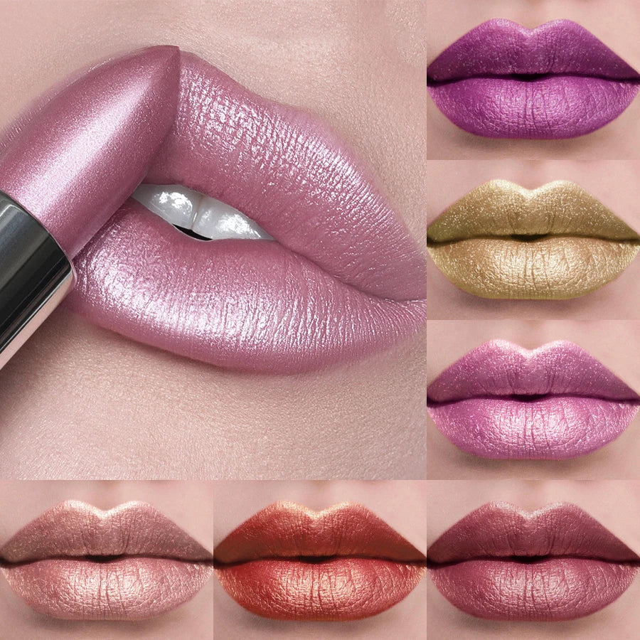 KAFURUX 21-Color Glitter Metallic Lipstick | Pearlescent Lip Tint