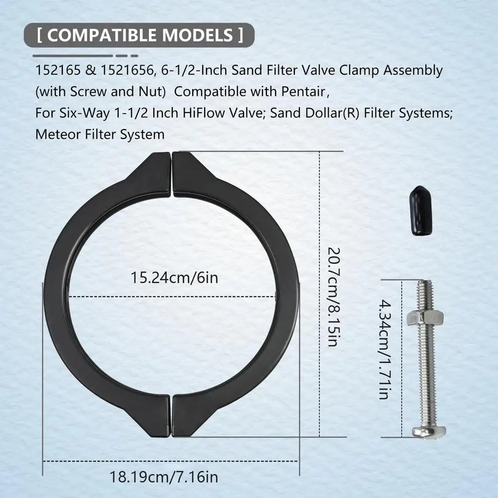 PVC Flange Valve Clamp | Sand Filter Pump Replacement Part Pool Filter Clamp Peaceful Pleasures Health and Wellness Black