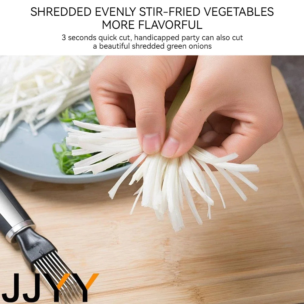 Multi Functional Scallion Shred Cutting Stainless Steel Scallion Artifact for Kitchen Household Use Scallion Cutting Tool Slicer Peaceful Pleasures Health and Wellness
