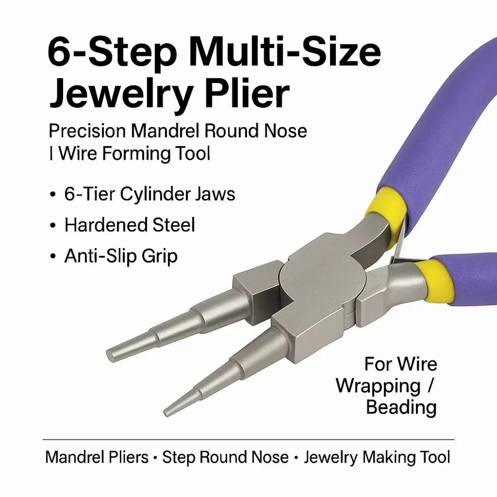 6-in-1 Carbon Steel Round Nose Jewelry Pliers, Multi-Function DIY Tool for Jewelry Makers, Earring Bracelet Necklace Repair Tool Peaceful Pleasures Health and Wellness