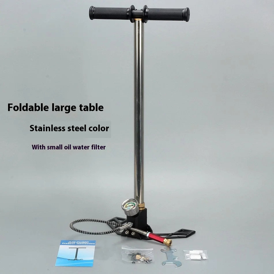 300bar 30mpa 4500psi 3 Stage Hand Operated PCP Pump For Pcp Rifles Air Paintball High Pressure Compressor Car Bicycle Hunting Peaceful Pleasures Health and Wellness Stainless steel 1 CN