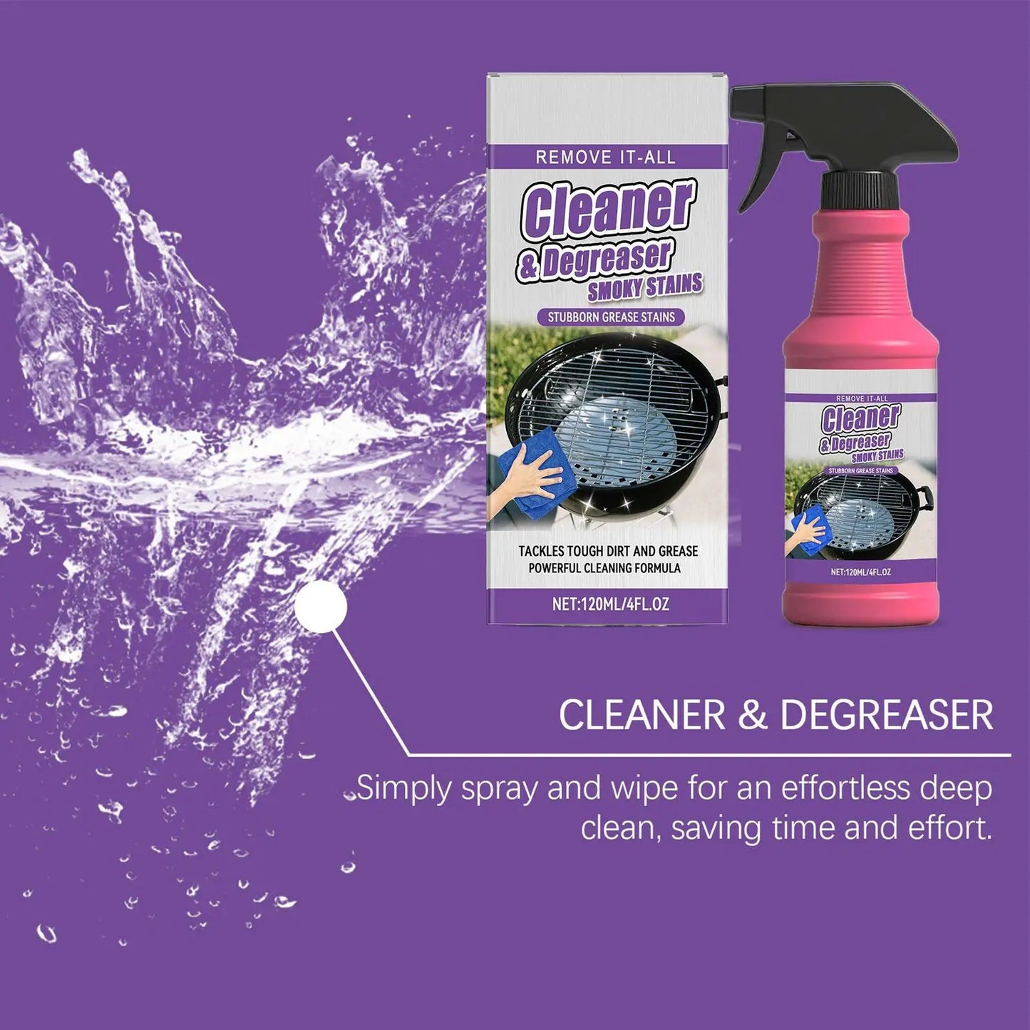 BBQ Grill Rack Cleaner Spray – Heavy-Duty Degreaser 120ml