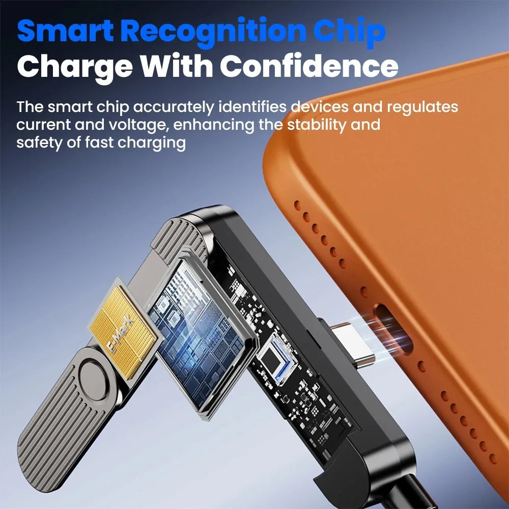 65W 3-in-1 USB-C Fast Charging Cable with Phone Stand Holder