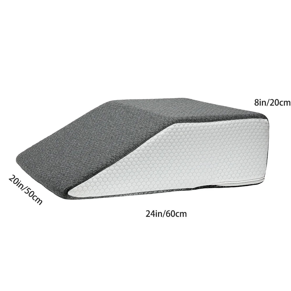 Leg Pillow, 8inch Leg Elevating Pillow for Legs,Rest, Sleeping,Leg Wedge Pillow for Side Sleeping, Memory Foam Leg Wedge Pillow Peaceful Pleasures Health and Wellness Gray-White