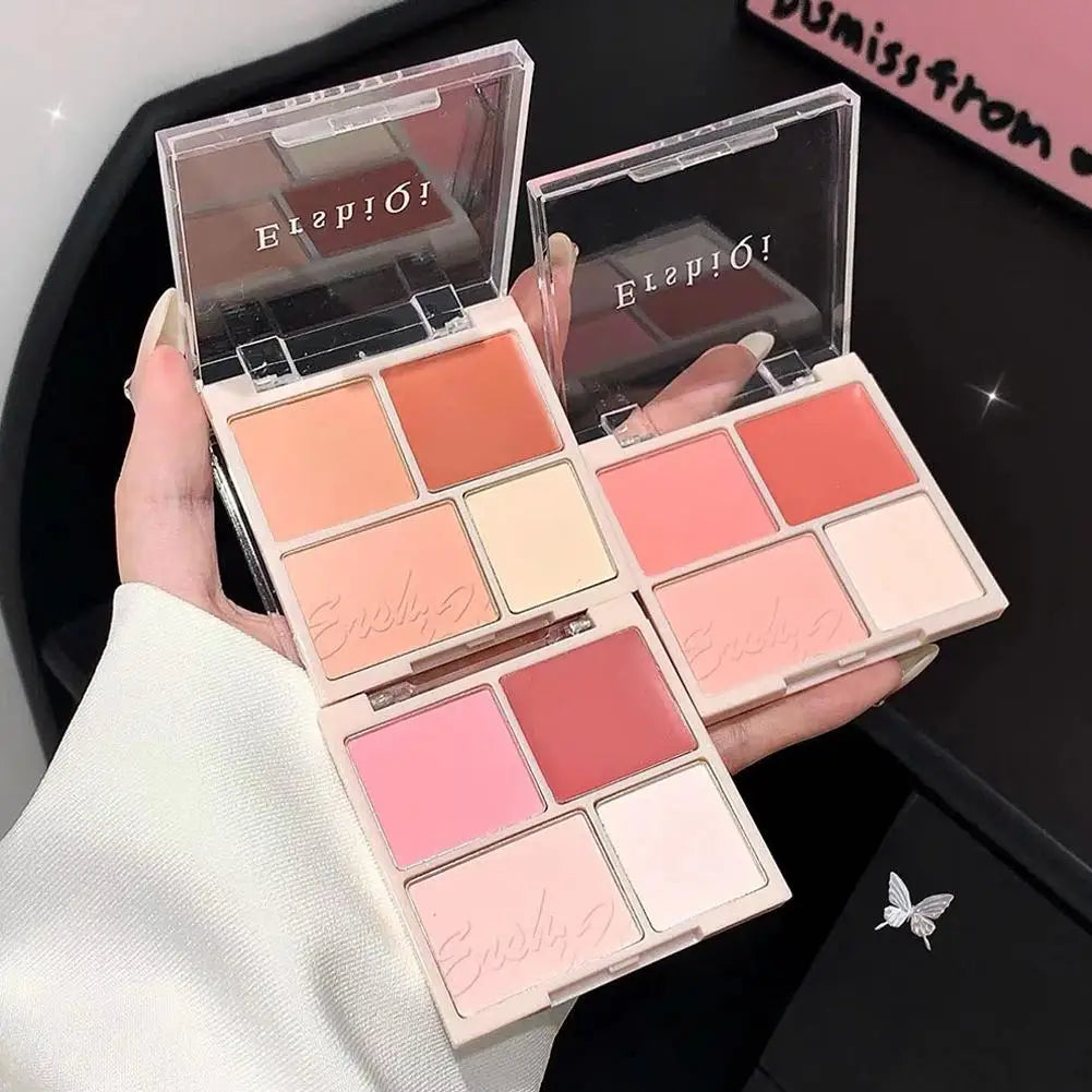 4-Color Blush & Contour Palette | Matte Highlight Cheek Tint Blush Contour Palette Peaceful Pleasures Health and Wellness