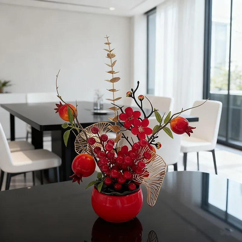 Red Persimmon Artificial Bonsai | New Year Home Decor Gift