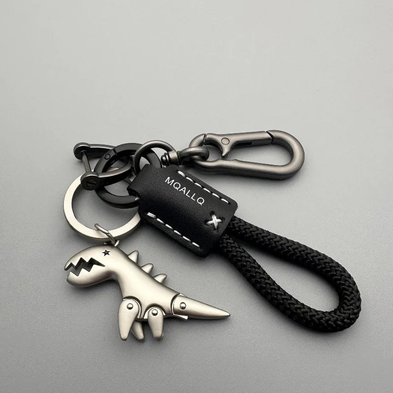 Cute Cartoon Dinosaur Keychain – Zinc Alloy & Leather Rope