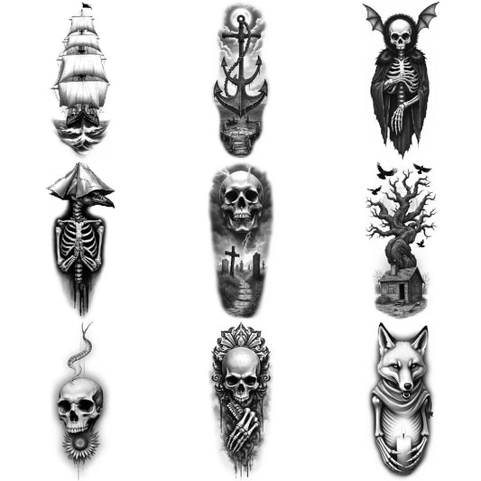 3-Pack Realistic Temporary Tattoos – Fox, Candle & Tree Designs Temporary Tattoo Set Oasis Select