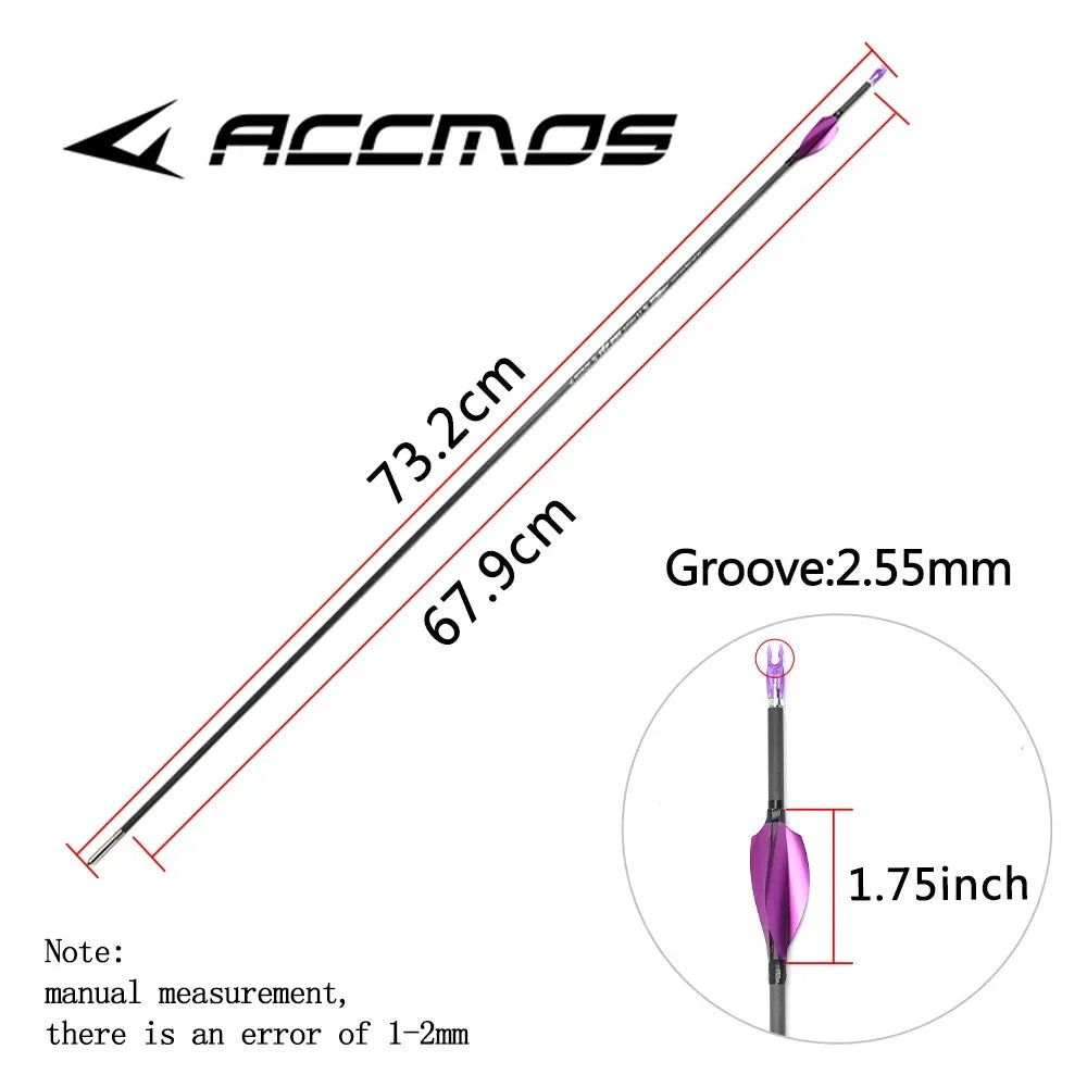ID3 Arrow Carbon Sp350-1000 Purple Spin Feathers Recurve Compound Bow